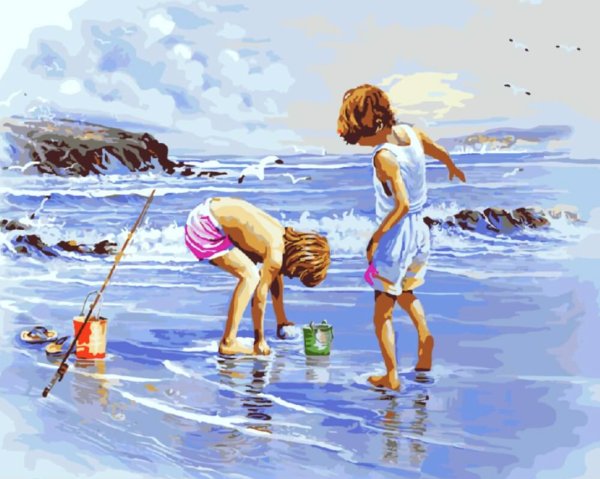 Дети на пляже мультяшные