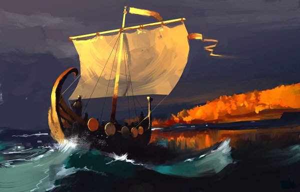 Дракар викингов картина