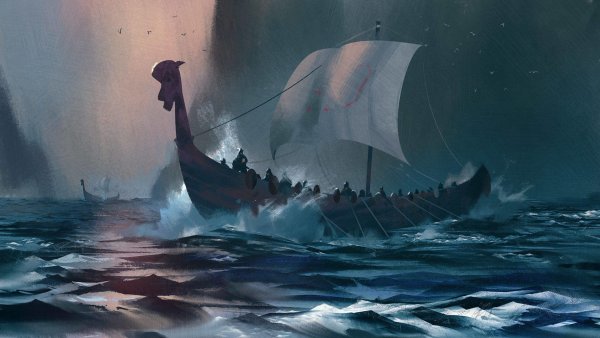 Дракар викингов фэнтези