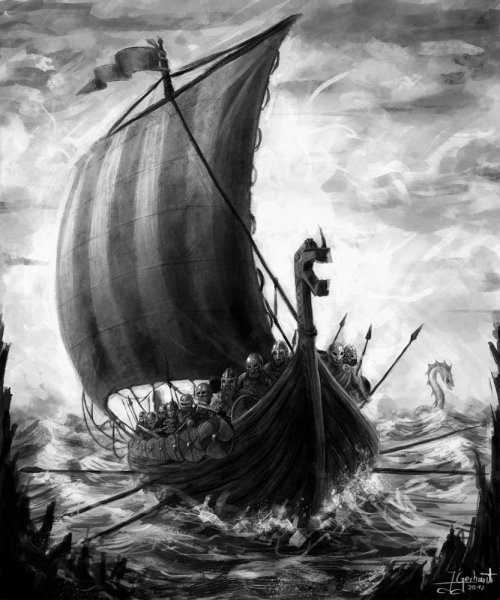 Драккар викингов битва