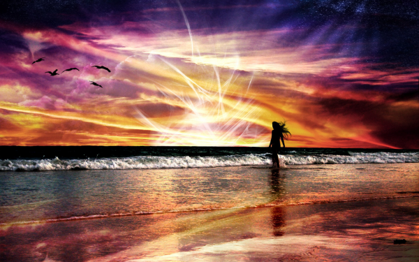 Сердце на песке у моря