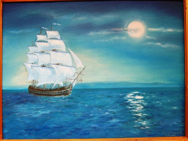 Парусник в открытом океане