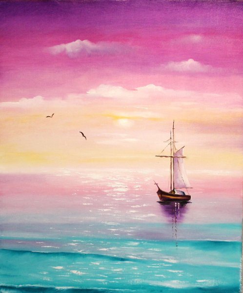 Морской пейзаж акрилом