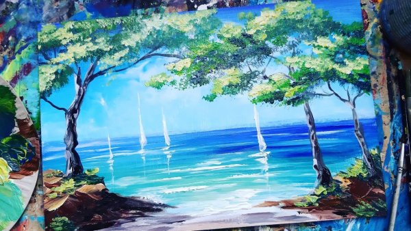 Правополушарное рисование море