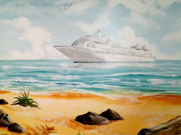 Картина красота моря карандашом