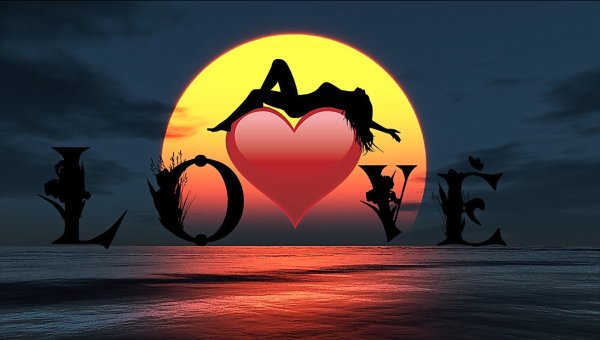 Закат в виде сердца