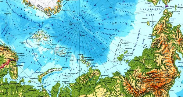 Моря Северного Ледовитого океана на карте