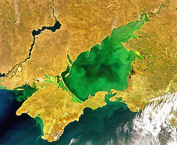 Космический снимок Каспийского моря