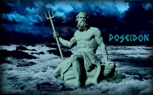 Посейдон Нептун Бог бог дельфинов колесница силуэт - векторное изображение клипарта