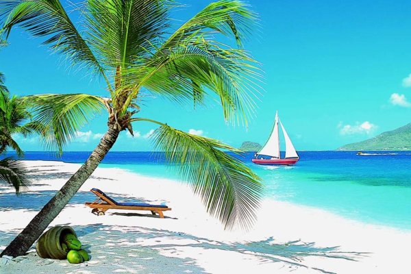 Море пальмы яхта