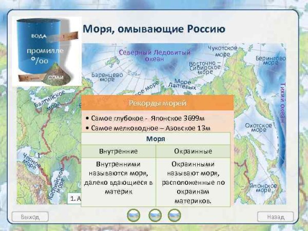 Моря омывающие моря России