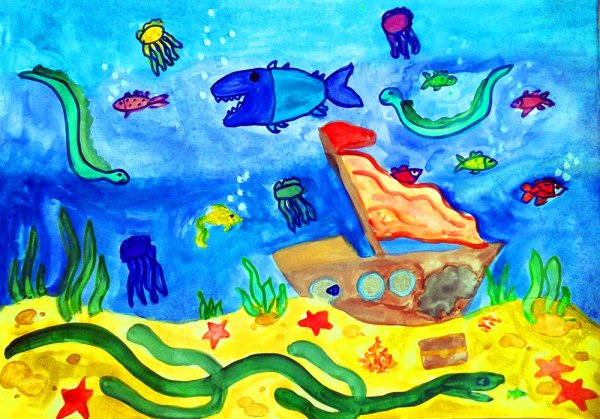 Рисование моря для дошкольников