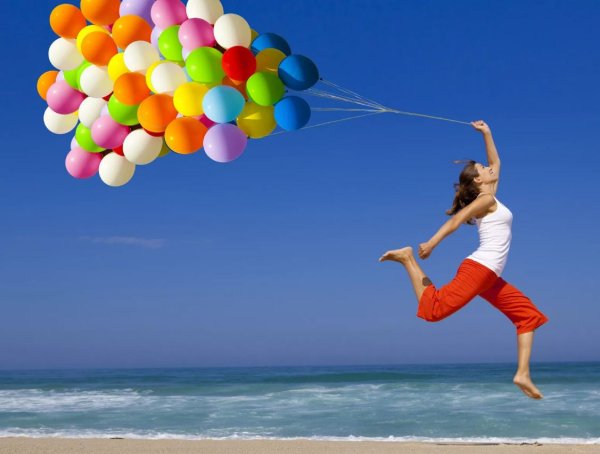 Море птицы девушка