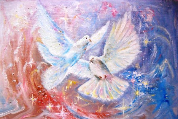 Белые голуби в небе