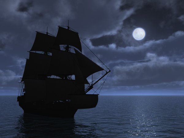 Корабль на фоне ночного неба