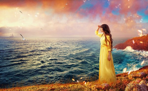 Девушка ждет у моря