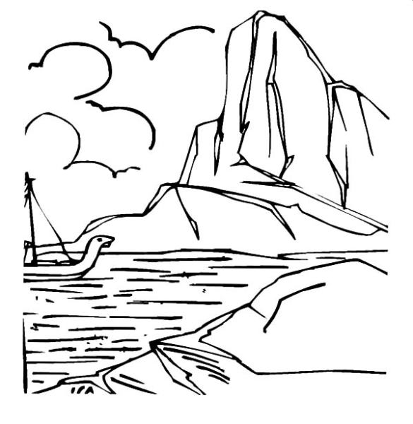 Морской пейзаж карандашом