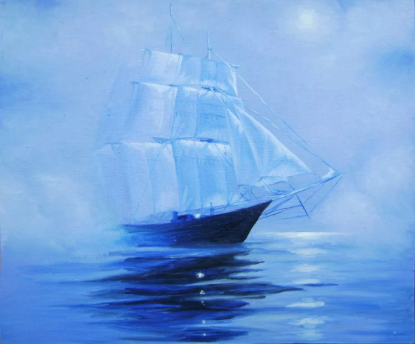 Морской пейзаж с корабликом