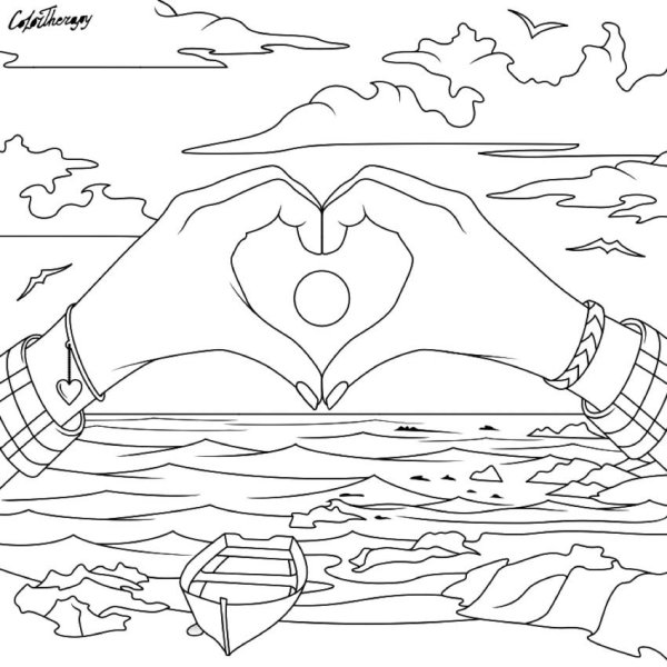 Пляж раскраска для детей