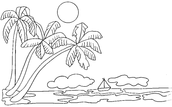 Раскраска море и пляж