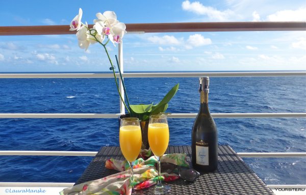 Завтрак с шампанским на море