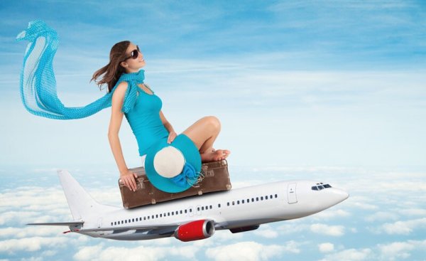 Самолёт и надпись отпуск