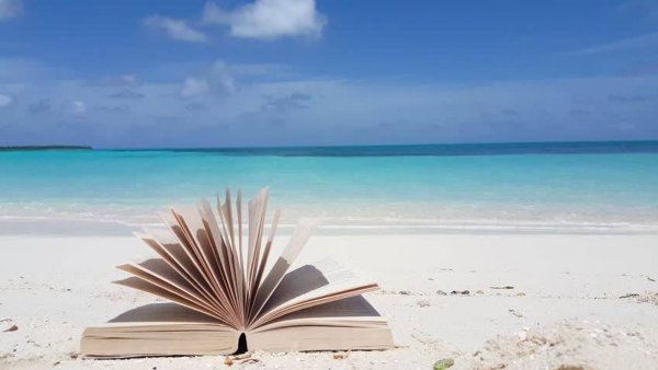 Девушка с книгой на пляже