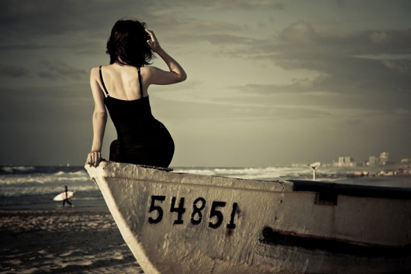 Девушка море корабль