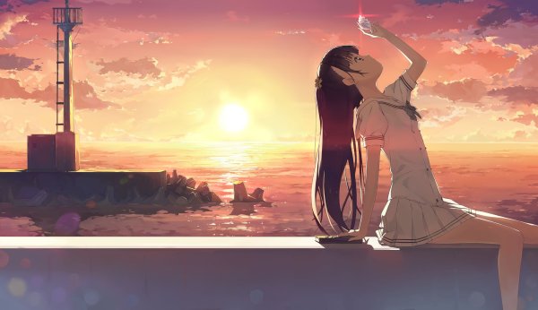 Девочка и море арт