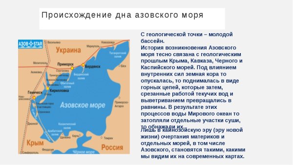 Азовское море на контурной карте