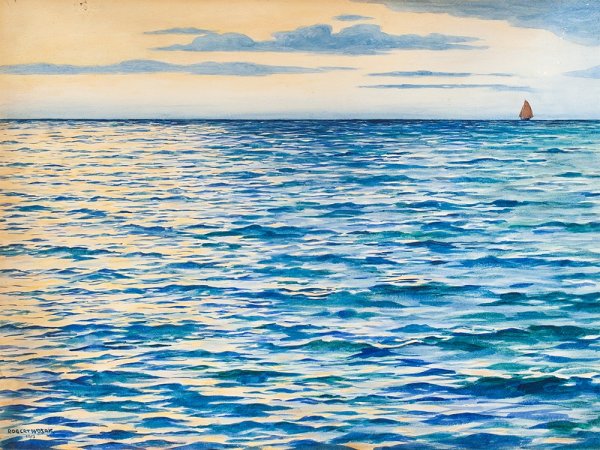 Небо и море акварелью