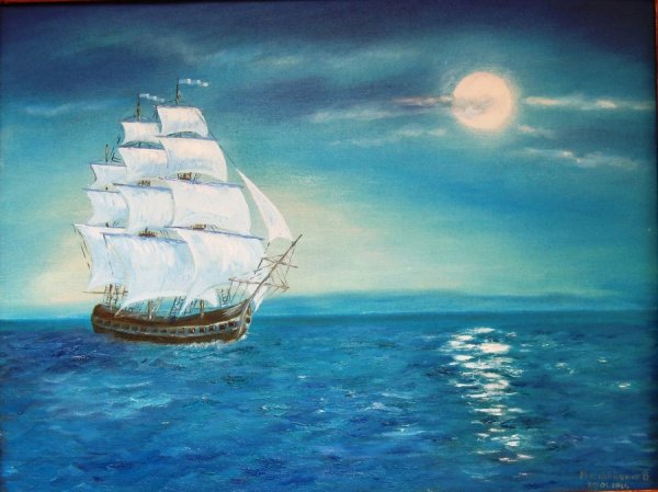 Корабль в море для детей