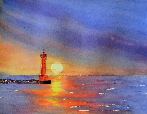 Правополушарное рисование море пальмы