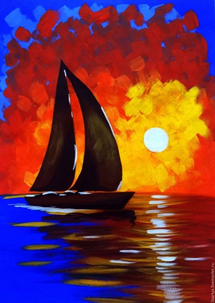 Закат гуашью