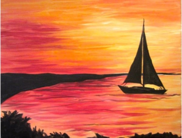 Закат на море рисунок
