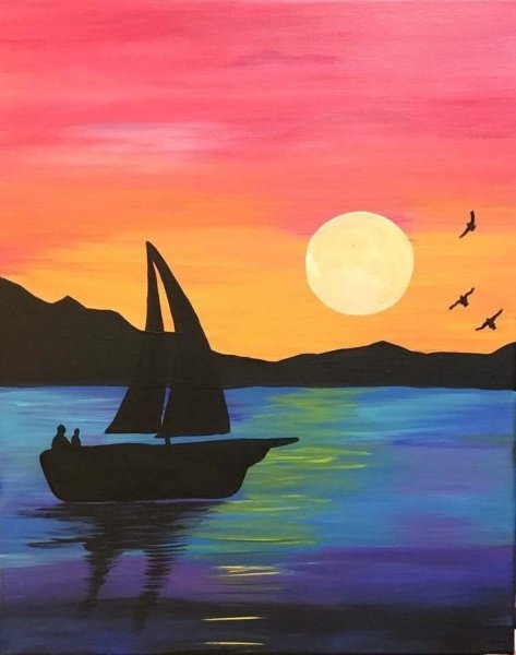 Пейзаж закат пальмы