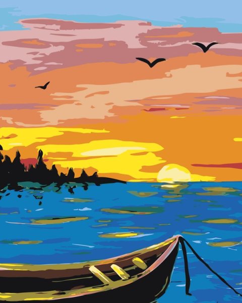 Закат акриловыми красками