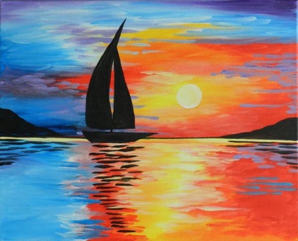 Морской пейзаж силуэт