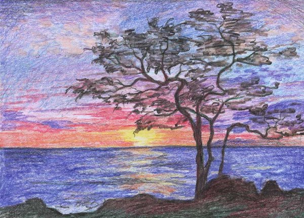 Закат акрилом на холсте