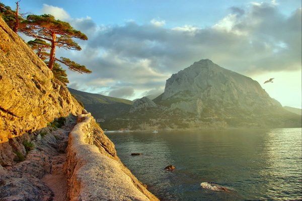 Скамейка море закат