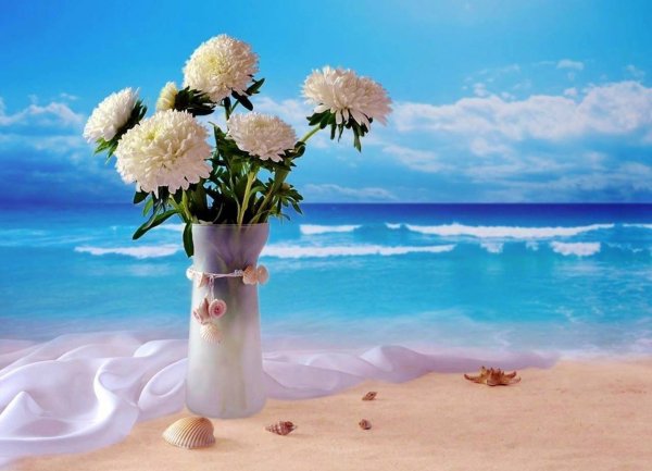 Букет на фоне моря
