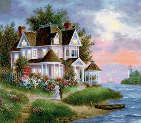 Красивый дом с бассейном и садом