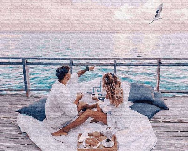 Картина по номерам GX 30403 ранний завтрак у моря 40*50
