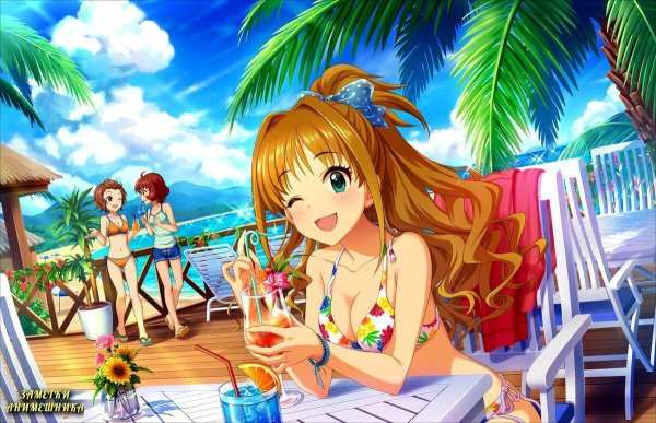 Anime idolmaster пляж