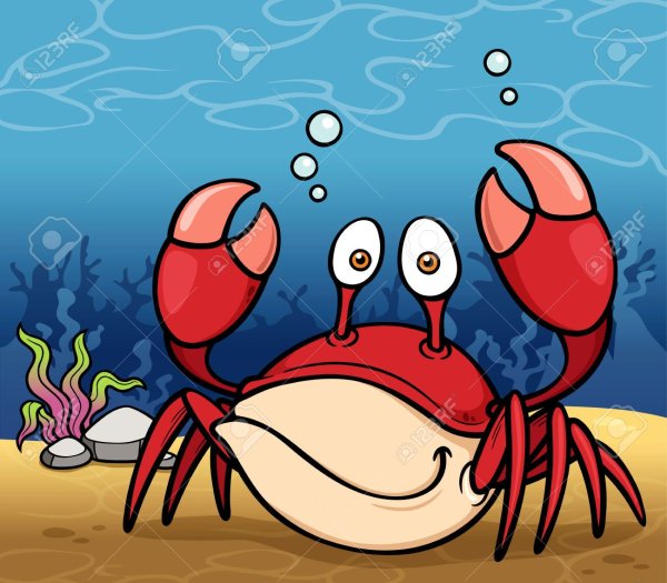 Краб в море мультяшный