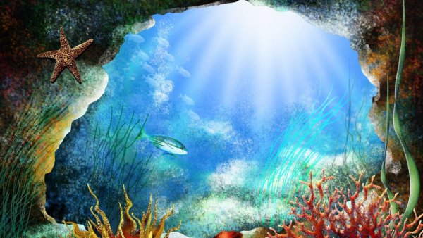 Пляж с пальмами