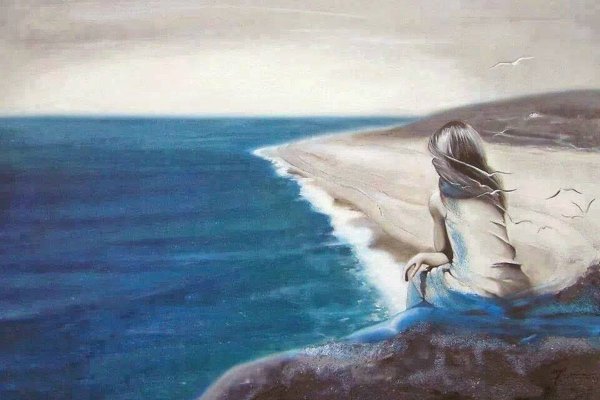 Девушка и море живопись