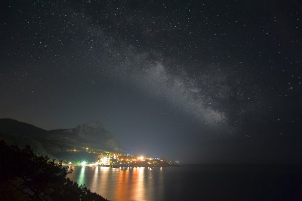 Ночное море акрилом