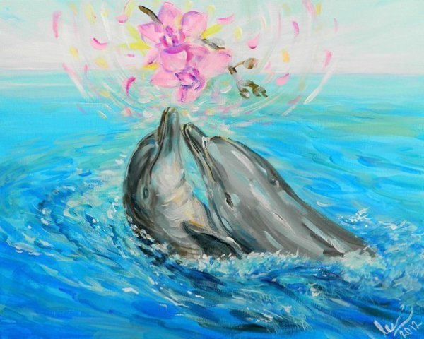 Пейзаж с дельфинами