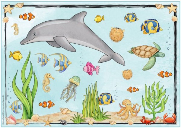 Обитатели рек морей и океанов рисунок